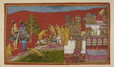 Buiten het paleis ligt Bali stervend. Tara en hun zoon Angada zijn uit het paleis gekomen om hem te bewenen, terwijl Hanuman en de andere apen hen troosten. Bali komt bij uit zijn flauwte om Sugriva te vertellen dat hij zijn koninkrijk aan hem nalaat. door Indian School