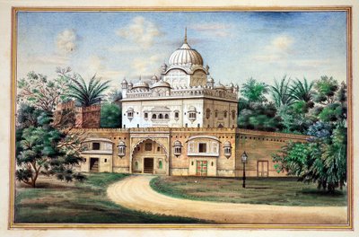 Akali Tempel Amritsar, uit Het Koninkrijk van Punjab, zijn Heersers en Hoofden, deel II, een deel van 30 aquarelstudies door een onbekende Indiase kunstenaar, ca. 1840 door Indian School