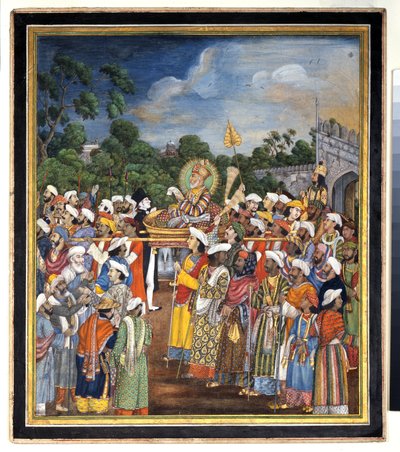 Akbar Shah II ontvangt de Britse resident, ca. 1810 door Indian School