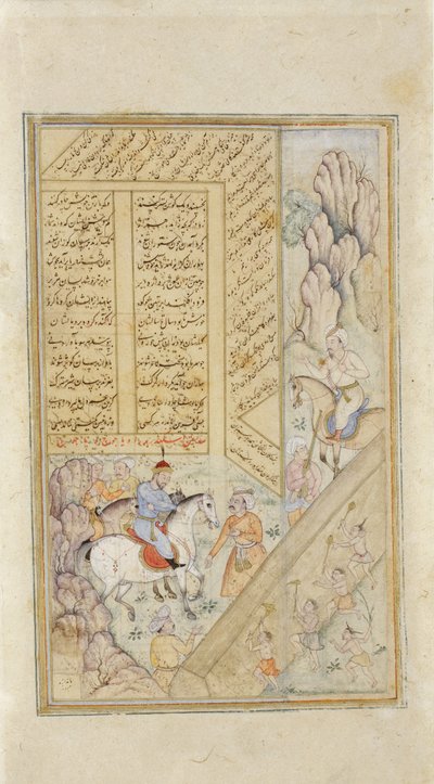 Alexander bij de muur van Gog en Magog, c.1600 door Indian School