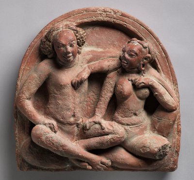 Liefdeskoppel: Mithuna, Ahichchatra, Uttar Pradesh Noord-India, ca. 320-550 door Indian School