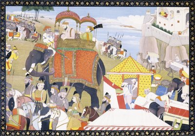 Een illustratie uit de Hamir Hath, begin 19e eeuw door Indian School