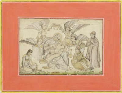 Engelen bij Maria en Jezus, c.1665 door Indian School