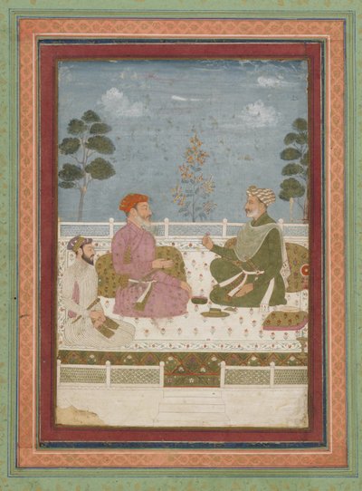 Publieksscène, los albumblad met schilderij door Indian School