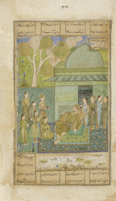 Bahram Gur in het groene paviljoen, c.1690 door Indian School