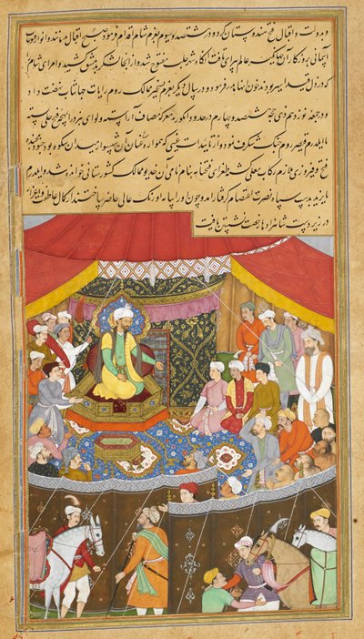 Bayazid I voor Timur gebracht in 1402, illustratie uit 