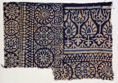 Blokgedrukt textielfragment, Indiaas door Indian School