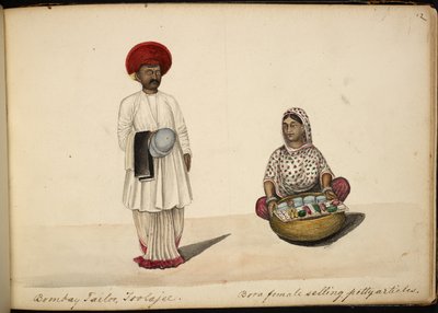 Bombay kleermaker; Bohori vrouw ventster door Indian School