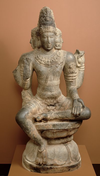 Brahma, Chola-dynastie (graniet met sporen van gesso en rode pigment) door Indian School