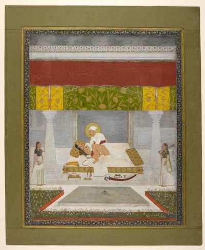 Chitarman II (Kalyan Das), Muhammad Shah die de liefde bedrijft, ca.1735 door Indian School