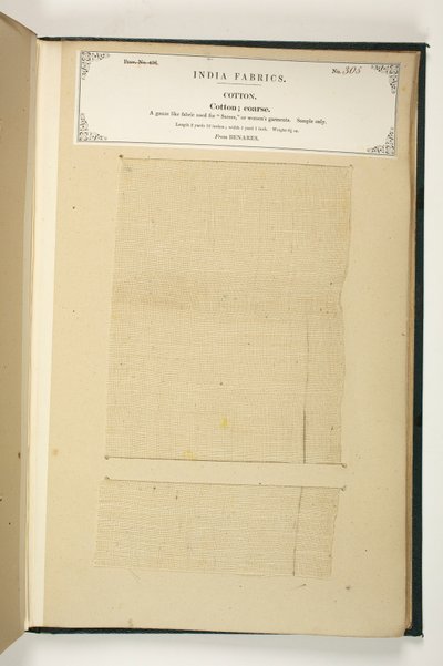 Grove katoen, Benares, uit De Collectie van de Textielfabrikanten van India, door John Forbes Watson, uitgegeven in 1866 door Indian School
