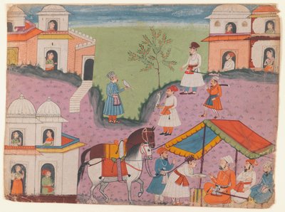 Escapades van hovelingen, pagina uit een niet-geïdentificeerde verhalende serie door Indian School