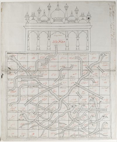 Ontwerp voor het spel Slangen en Ladders door Indian School