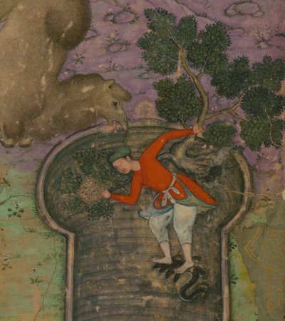 Detail van een illustratie uit "Anv?r-i Suhayl?" door Indian School