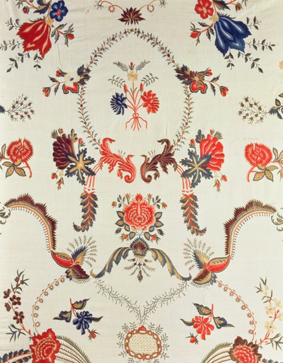 Detail van geborduurde stof, gemaakt voor de Europese markt, c.1725-50 door Indian School