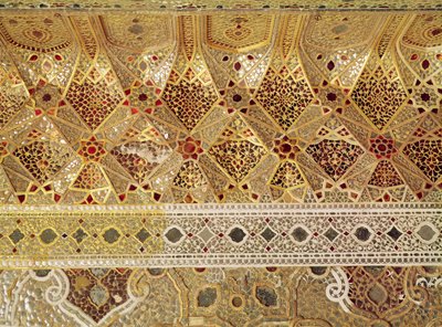 Detail van de Spiegelgalerij, Sheesh Mahal, Lahore Fort door Indian School