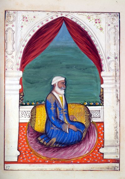 Dewan Ajodia Pershad, uit Het Koninkrijk van Punjab, zijn Heersers en Hoofden, deel II, een volume van 30 aquarelstudies door een onbekende Indiase kunstenaar, ca. 1840 door Indian School