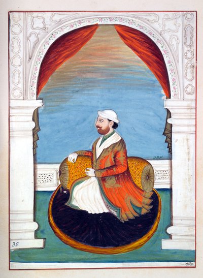 Dewan Kidr Nath, uit Het Koninkrijk van Punjab, zijn Heersers en Hoofden, deel II, een volume van 30 aquarelstudies door een onbekende Indiase kunstenaar, ca. 1840 door Indian School