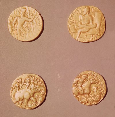 Dinars van Samudragupta (335-375) en Kumargupta I (415-454) door Indian School
