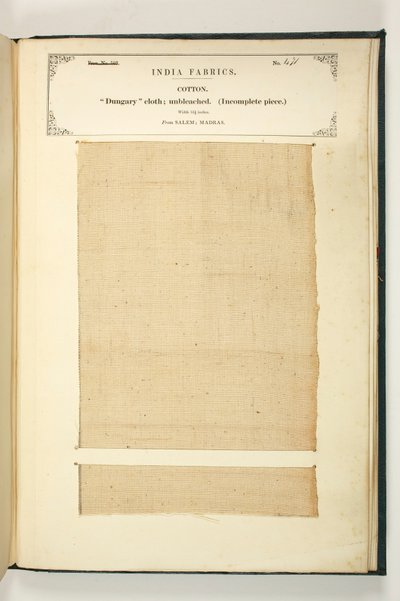 Dungary-stof, Salem, Madras, uit De Collectie van de Textielfabrikanten van India, door John Forbes Watson, uitgegeven in 1866 door Indian School