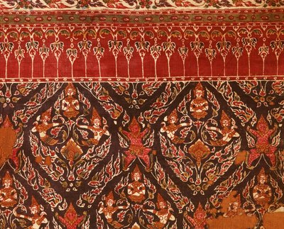 Stof uit de Ayutthaya-periode met Thaise ontwerpen (bedrukt katoen) door Indian School