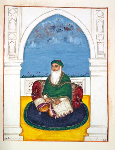 Fakir Imamuddin, uit Het Koninkrijk van Punjab, zijn Heersers en Hoofden, deel II, een volume van 30 aquarelstudies door een onbekende Indiase kunstenaar, ca. 1840 door Indian School