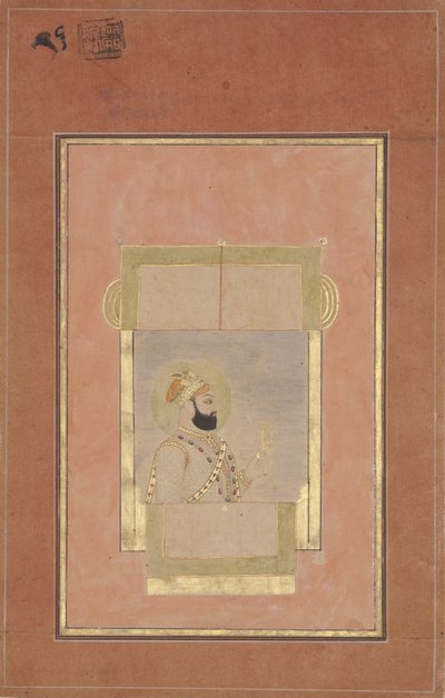 Farrukh Siyyar zittend bij een raam, met een gouden sarpech, c.1715 door Indian School