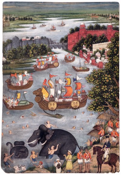 Festiviteiten aan een rivier, c.1825 door Indian School