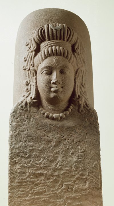 Beeld van Ekamukha Siva-Linga uit de tempel in Khoh door Indian School