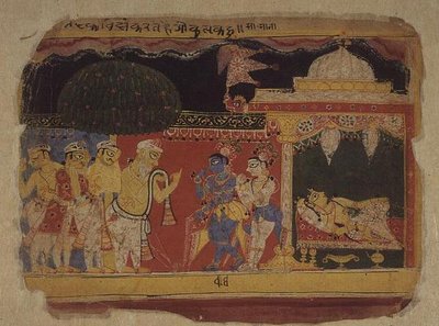 Nanda neemt afscheid van Krishna en Balarama, uit 