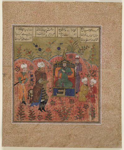 Folio uit een Shahnama (Boek der Koningen) door Firdawsi (gest. 1020); Rustam voor Kay Kaus door Indian School