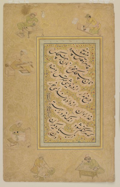 Folio uit het Jahangir album, Mughal, c.1610 door Indian School