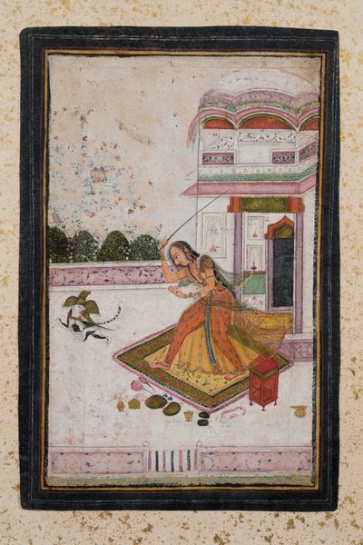Meisje dat een kat achterna zit door Indian School