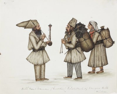 Heuvel Mannen en Vrouw (Guddies) Inwoners van Kangra Heuvels Hindoos, c.1840 door Indian School