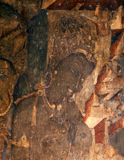 INDIASE KUNST: Fresco in de Boeddhistische Grot nr. 19., 2e eeuw v.Chr. door Indian School