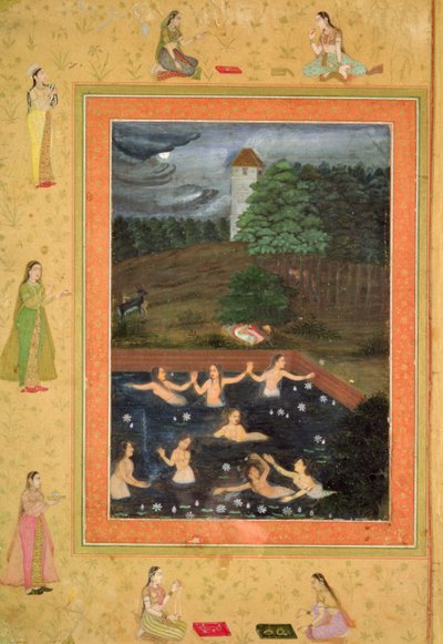 In. 07B.38r Acht vrouwen baden (toegeschreven aan Payag) door Indian School