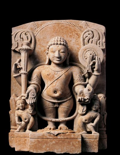 Indiase kunst: Godheid Vishnu. Hoog reliëf. 10e eeuw. Uit Meerut. door Indian School