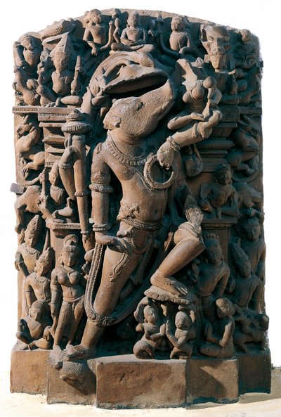Indiase kunst: de hindoeïstische godheid Vishnu in de vorm van een zwijn. Uit Khajuraho, India. Chandela periode door Indian School