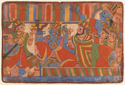 Krishna adviseert de Pandava-leiders door Indian School