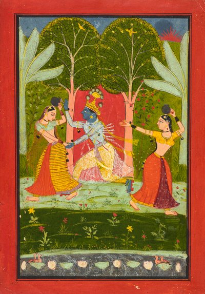 Krishna heft een tol van de gopi