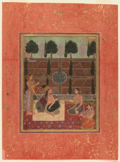 Dames op een terras, Mughal stijl, ca.1700-10 door Indian School