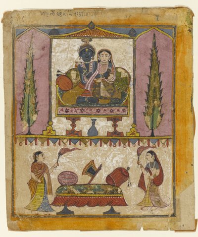 Lakshmi Naryana, frontispice uit de Tula Ram Bhagavata Purana door Indian School