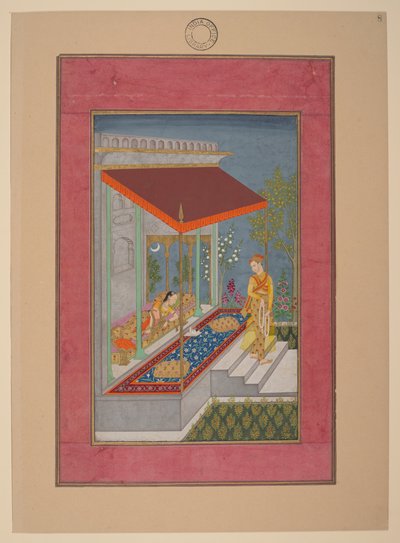 Lalita Ragini, India, Hyderabad, circa 1760; Johnson Album 37, nr. 8 (inkt, kleuren  goud op papier) door Indian School