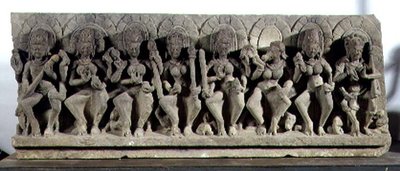 Latei met afbeelding van Siva en de Zeven Moedergodinnen, Gurjara-Pratihara dynastie, Allahabad door Indian School