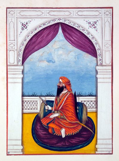 Maharaja Dyan Singh, uit Het Koninkrijk van Punjab, zijn Heersers en Hoofden, deel I, een deel van 27 aquarelstudies door een onbekende Indiase kunstenaar, ca. 1840 door Indian School