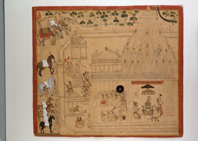 Maharana Amar Singh van Mewar bij de Eklingji-tempel, ca. 1695 door Indian School