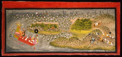 Maharana Jagat Singh II met valkenjacht en zwijnenjacht door Indian School