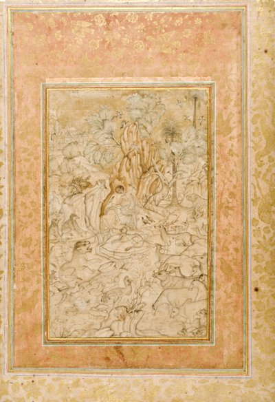 Majnun in de wildernis, c.1595 door Indian School