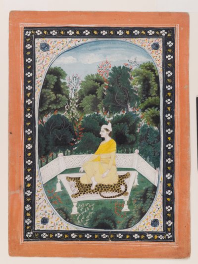 Man mediterend in een tuin, c.1820-40 door Indian School