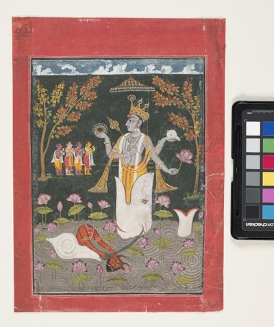 Matsya Avatar Van Vishnu: De Doding Van Sankh Asura door Indian School